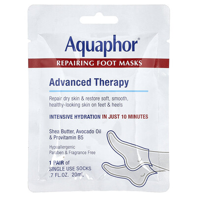 Aquaphor, Mascarillas reparadoras para los pies, 1 par, 20 ml (0,7 oz. líq.)