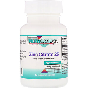 Отзывы о Нутриколоджи, Zinc Citrate 25, 60 Vegetarian Capsules