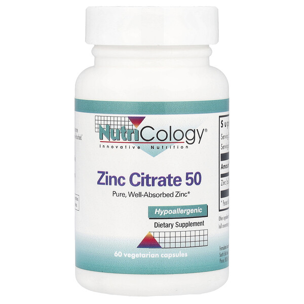 Nutricology Zinc Citrate 50, 50 mg , 60 Vegetarian Capsules