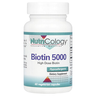 Nutricology, Биотин 5000, 60 вегетарианских капсул