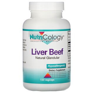 Nutricology, Carne de Fígado, Glandular Natural, 125 Cápsulas Vegetais