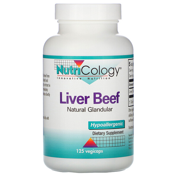 Nutricology‏, Liver Beef, Natural Glandular, 125 Vegiecaps