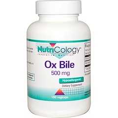 Nutricology, Bile de bœuf, 500 mg, 100 capsules végétariennes