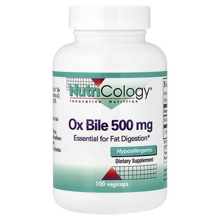 Nutricology, Ox Bile, 500 mg, 100 Vegicaps