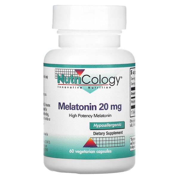 Nutricology, Melatonin, 20 mg, 60 Vegetarian Capsules