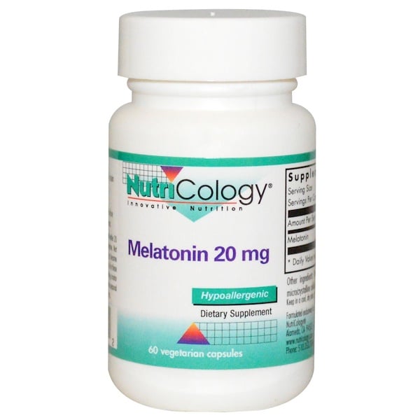 Nutricology, Мелатонин, 20 мг, 60 растительных капсул