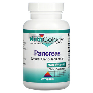 Nutricology, Панкреас, натуральный железистый материал (бараний), 90 растительных капсул
