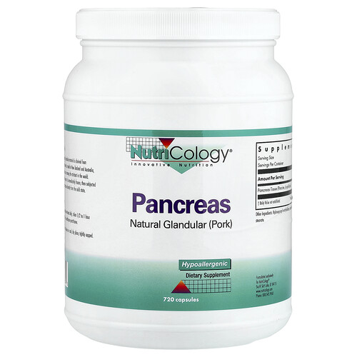 Nutricology, Pancreas, Natural Glandular (Pork), 720 Capsules (425 mg per Capsule)