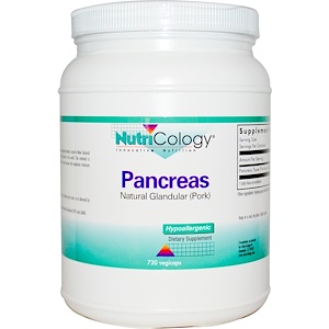 Nutricology, Панкреас, натуральный железистый материал (свиной), 720 растительных капсул