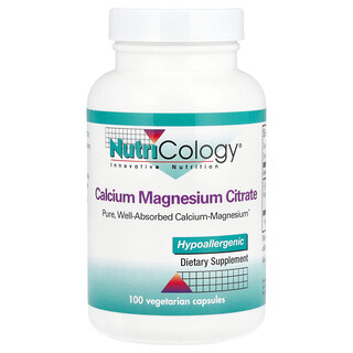 Nutricology, Kalzium-Magnesium, Citrat, 100 vegetarische Kapseln