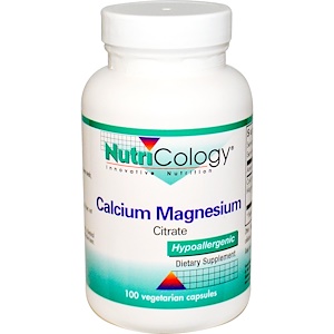 Nutricology, Цитрат кальция и магния, 100 капсул на растительной основе