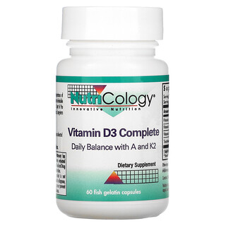 Nutricology, комплекс с витамином D3, 60 капсул из рыбьего желатина