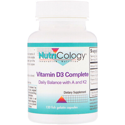 Nutricology Комплекс с витамином D3, 120 капсул из рыбьего желатина