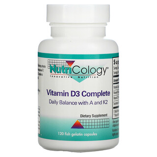 Nutricology, Vitamine D3 complète, 120 gélules au poisson.