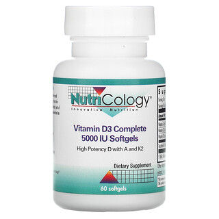 Nutricology, Vitamin D3 Complete Softgels, Daily Balance with A and K2, 60 Softgels