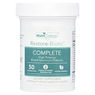 Nutricology, Restore-Biotic® Complete, 50 Milliarden KBE, 60 pflanzliche Kapseln mit verzögerter Freisetzung