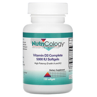Nutricology, Vitamin D3 Complete Softgels, Daily Balance with A and K2, 120 Softgels