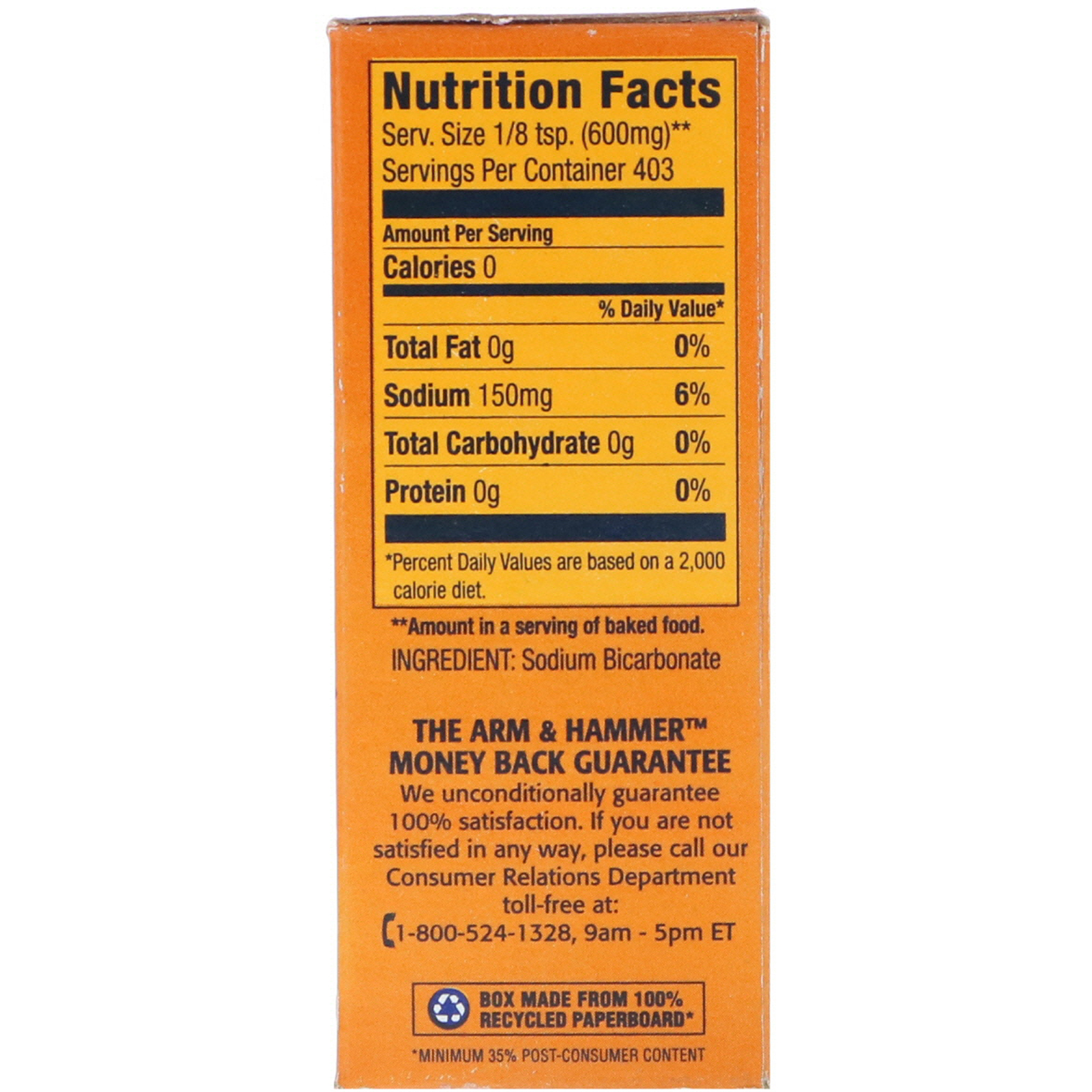 Arm And Hammer Baking Soda Nutrition Label Nutrition Pics