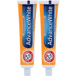 Arm & Hammer, AdvanceWhite, Extreme Whitening Toothpaste, Clean Mint, Twin Pack, 6.0 oz (170 g) Each