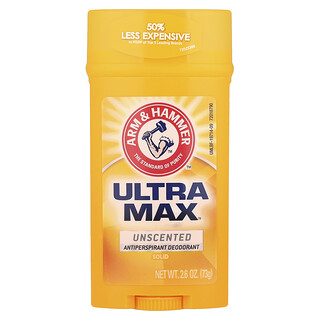 Arm & Hammer, Ultra Max™, tuhý antiperspirant dezodorant, bez vône, 73 g
