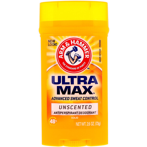 Arm & Hammer‏, UltraMax، مزيل رائحة صلب مضاد للعرق، للرجال، بدون عطر، 2.6 أونصة (73 غرام)