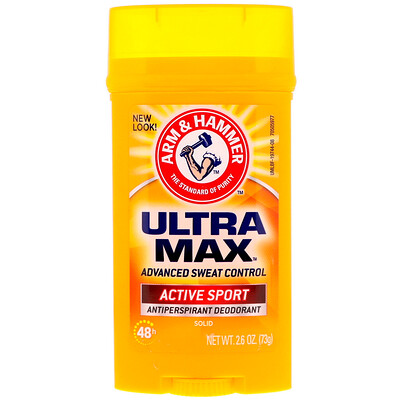 Arm & Hammer UltraMax, твердый дезодорант-антиперспирант для мужчин, аромат «Active Sport», 73 г (2,6 унции)