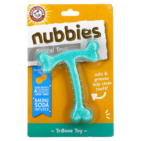 Nubbies, Dental Toys for Moderate Chewers, Tribone, Peanut Butter, 1 Toy