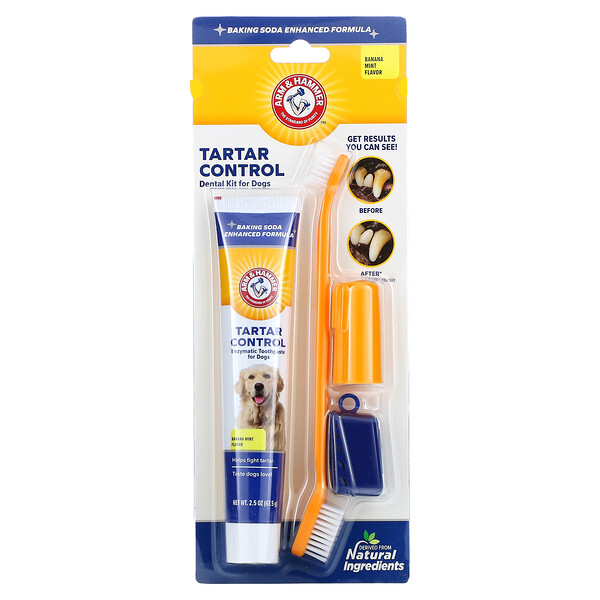 Arm & Hammer‏, Tartar Control Dental Kit for Dogs, Banana Mint, 4 Piece Kit