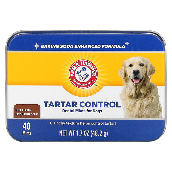 Arm & Hammer‏, Tartar Control Dental Mints For Dogs, Fresh Mint Scent, Beef, 40 Mints