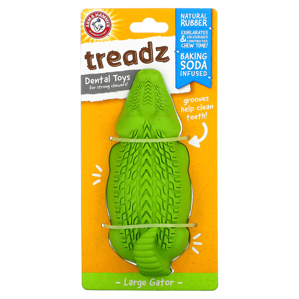 Arm & Hammer‏, Treadz, Dental Toys For Strong Chewers, Large, Gator, 1 Toy