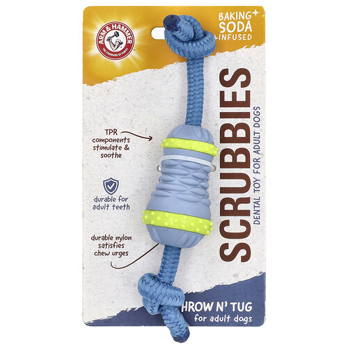 Arm & Hammer, Scrubbies, Zahnspielzeug für ausgewachsene Hunde, Werfen und Zerren, 1 Spielzeug