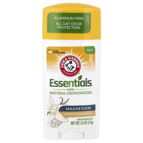 Arm & Hammer Essentials™ with Natural Deodorizers, Deodorant, Magnesium, Vanilla Sandalwood, 2.5 oz (71 g)