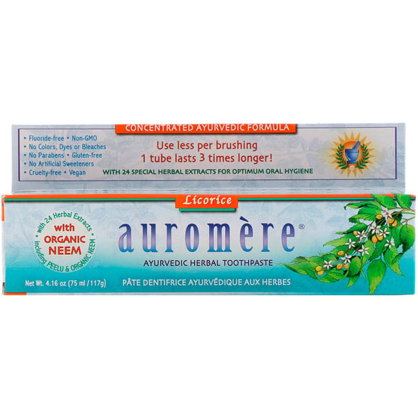 Auromere, アーユルベーダのハーバル歯磨き粉、甘草、4.16オンス(75ml/117g)