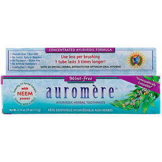 Auromere, معجون أسنان بالأعشاب الأيروفيدية، بدون نعناع، 4.16 أونصة (117 جم)