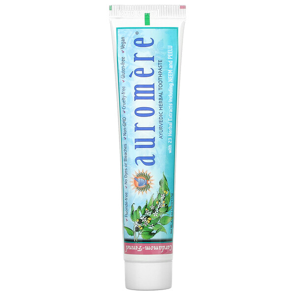 Auromere‏, Ayurvedic Herbal Toothpaste, Foam-Free, Cardamom-Fennel Flavor, 4.16 oz (117 g)