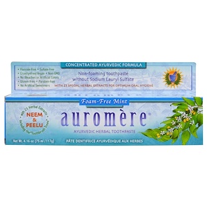 Auromere, Аюрведическая травяная зубная паста, Foam-Free Mint, 4.16 унц. (117 г.)