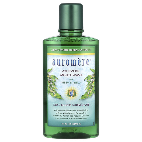 Auromere Ayurvedic Mouthwash with Neem & Peelu, Alcohol-Free, 16 oz (473 ml)