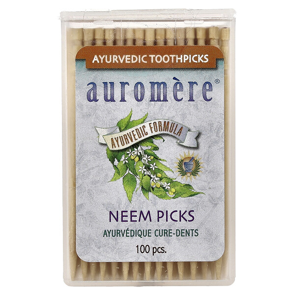 Auromere Ayurvedic Toothpicks, Neem Picks, 100 Pieces