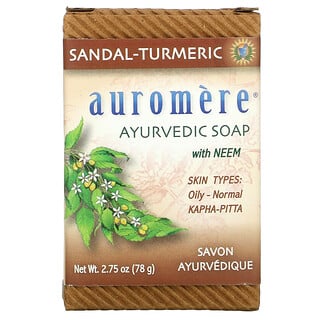 Auromere, аюрведическое мыло с нимом, сандаловое дерево и куркума, 78 г (2,75 унции)