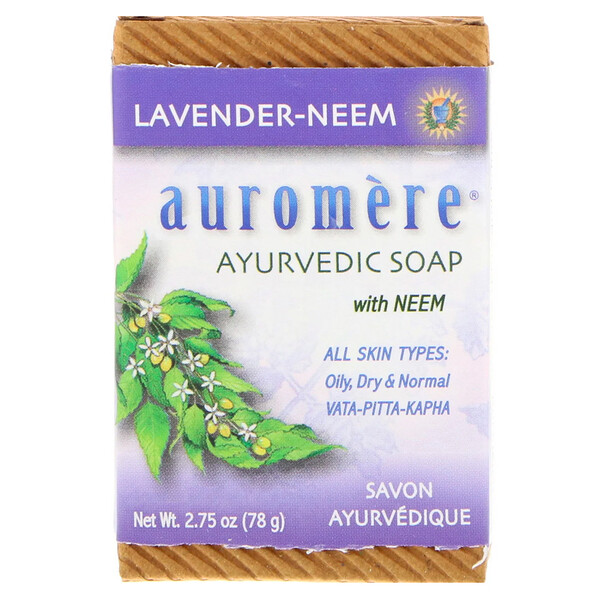 Auromere, アーユルヴェーダソープ、ラベンダーニーム、2.75 oz (78 g)
