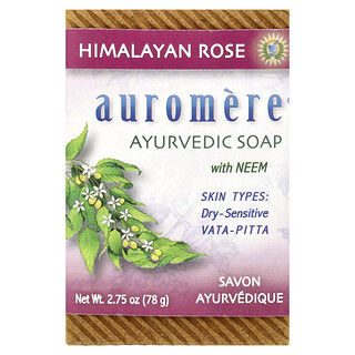 Auromere, Barra de jabón ayurvédico con nim, Rosa del Himalaya, 78 g (2,75 oz)