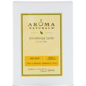 Отзывы о Арома Натуралс, Aromatherapy Candle, Ambiance, Orange & Lemongrass, 3″ x 3.5″ Pillar