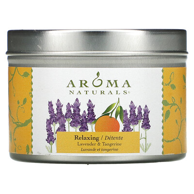Aroma Naturals Soy VegePure, свеча для путешествий в жестяной банке, расслабляющая, с лавандой и мандарином, 79,38 г (2,8 унции)