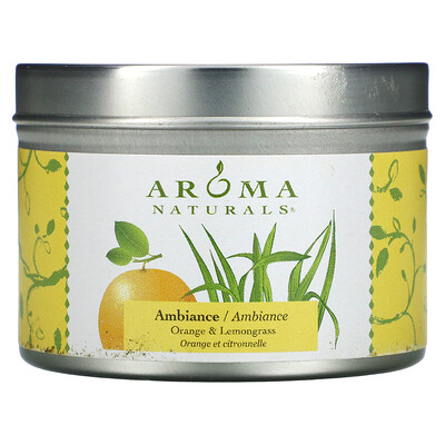 Купить Aroma Naturals Soy VegePure, Ambiance, свеча для путешествий в жестяной банке, апельсин и лемонграсс, 79, 38 г (2, 8 унции)