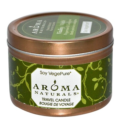 Aroma Naturals Soy VegePure, свеча для поездок, перечная мята и эвкалипт, 2,8 унции (79,38 г)
