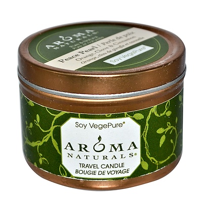 

Aroma Naturals Soy VegePure, свеча для поездок, жемчужина спокойствия, апельсин, гвоздика и корица, 2,8 унции (79,38 г)