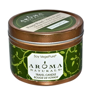 Aroma Naturals, Soy VegePure, свеча для поездок, жемчужина спокойствия, апельсин, гвоздика и корица, 2,8 унции (79,38 г)