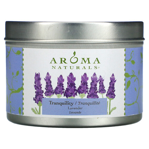 Aroma Naturals, Soy VegePure, lumânare de tinichea de călătorie, liniște, lavandă, 2,8 oz (79,38 g)