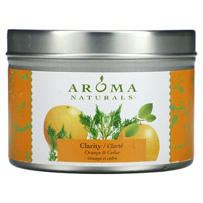 Купить Aroma Naturals Soy VegePure, свеча Clarity, удобна для путешествий, апельсин и кедр, 79, 38 г (2, 8 унции)