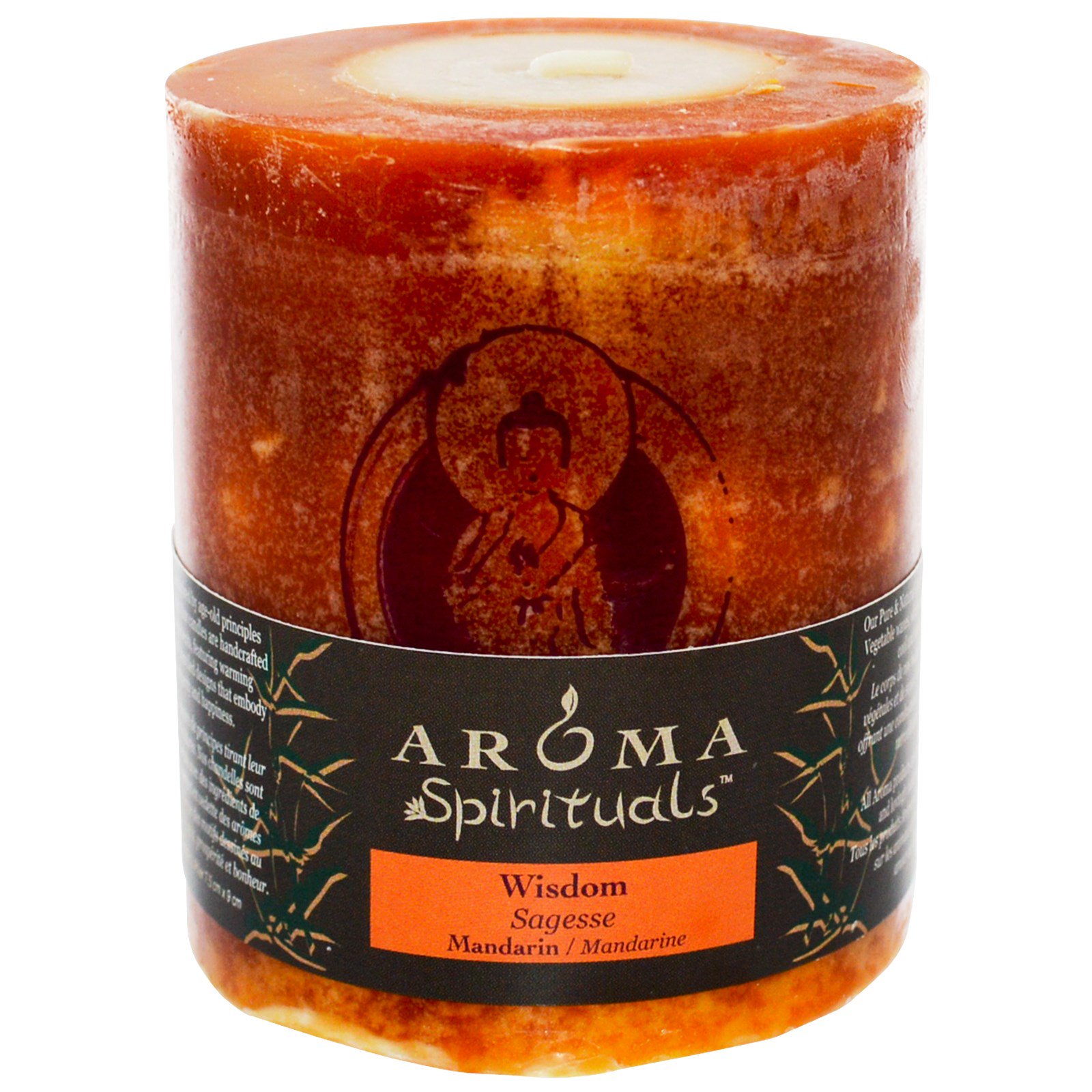 Aroma Naturals, Spirituals, Pillar Candle, Wisdom, Mandarin, 3" x 3.5